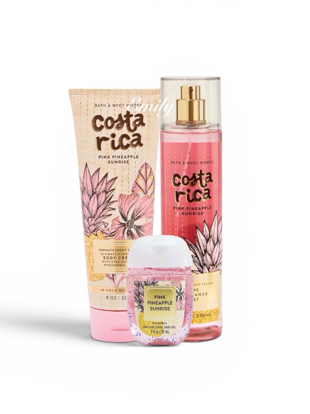 Bath & Body Works Costa Rica PINK PINEAPPLE SUNRISE 3 Piece Body Care Bundle Set
